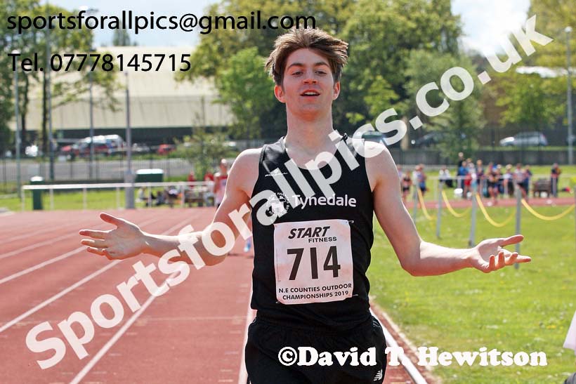 Mens under-17s 800 metres 2019 North Eastern Track and Field Champs., Middlesbrough. Photo:  David T. Hewitson/Sports for All Pics